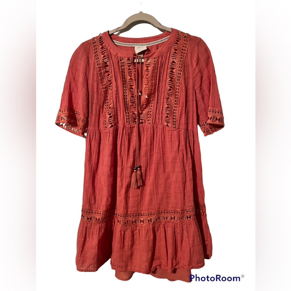 Boho dress in size M with cutout details and matching slip